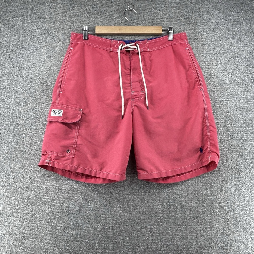 Polo Ralph Lauren Swim Trunks Men Size Large Coral Pink Drawstrings Summer